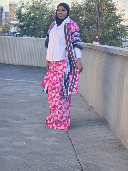 CUSTOM ASO OKE X ADIRE KIMONO SET